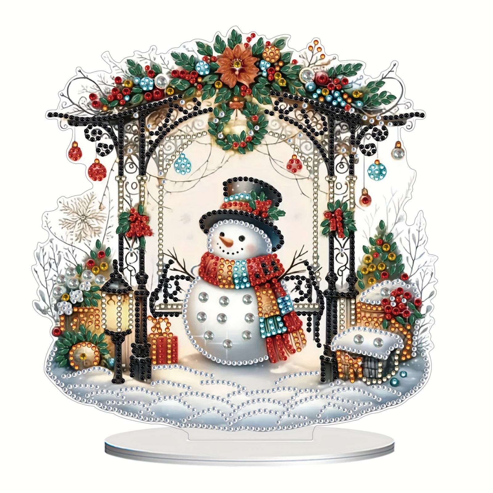 

Diy Diamond Art Painting Kit - Christmas Snowman Design With Unique Shaped Diamonds, Living Room, Bedroom & Entryway Decor - Creative Craft Gift Set