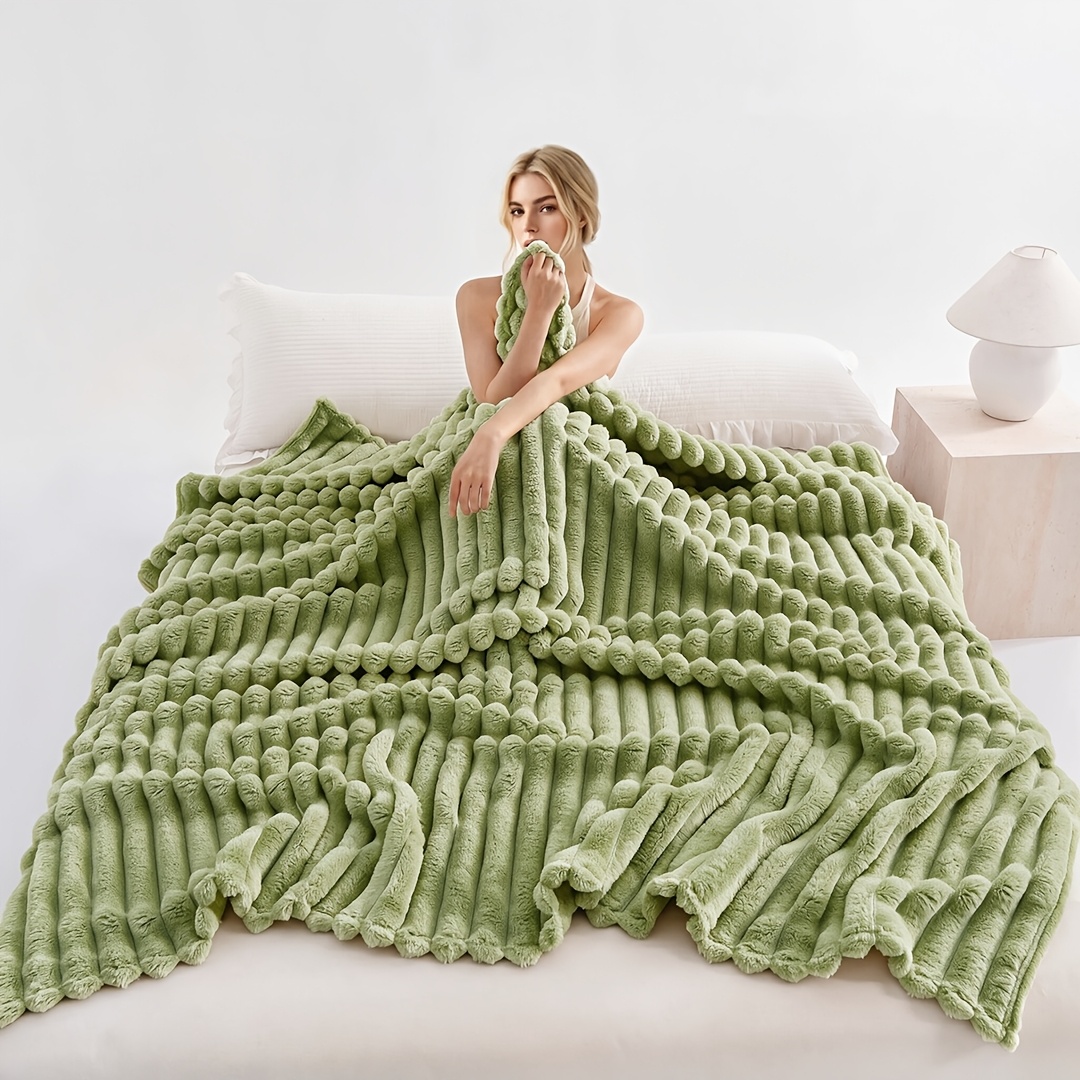 Luxurious Faux Rabbit Fur Throw Blanket - And Warm Luxury Blanket, Double-sided Plush Fur For Couch, Bed, Travel, Office - Machine Washable, Decor Gift For Valentine's Day, Housewarming, Birthday