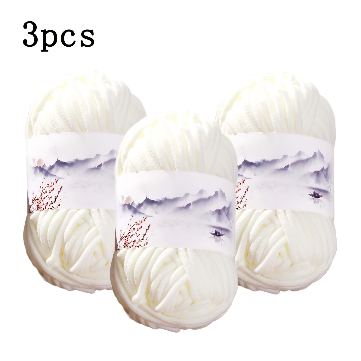 TEMU 3 шт., 100% поліестер, 150 г, 5.29 унції, нитка Cloud Fine Ice Stick, м'яка товста пряжа для шарфів, в'язання светрів, гачком, капців