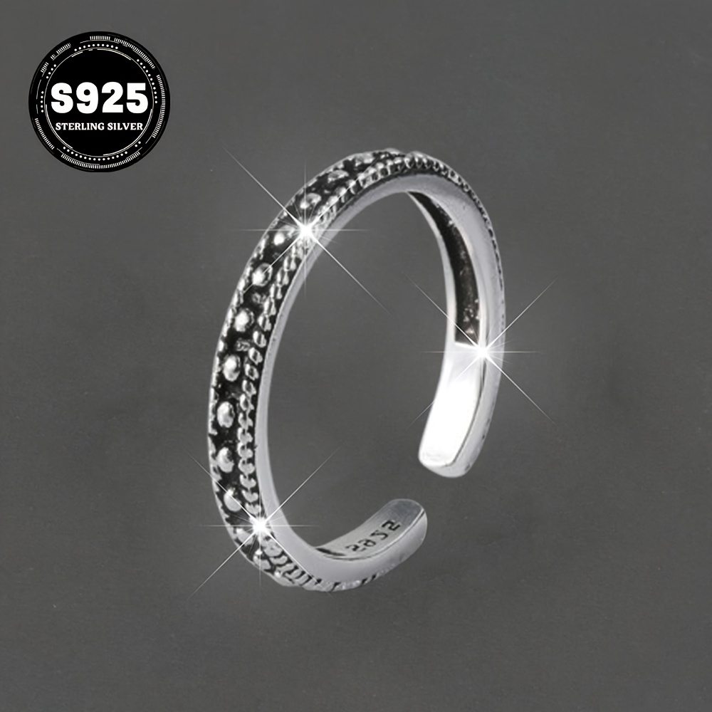 Vintage Ring 925 Silver Open Ring Stone Accents
