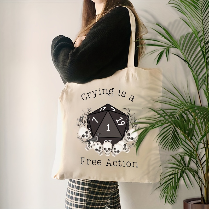 

Funny Critical Fail D20 Dice Skeleton Pattern Tote Bag - Perfect Gift For Her - Reusable Shopping Bag - Beach Vacation - Present - 24cm/9.44inch X 34cm/13.38inch