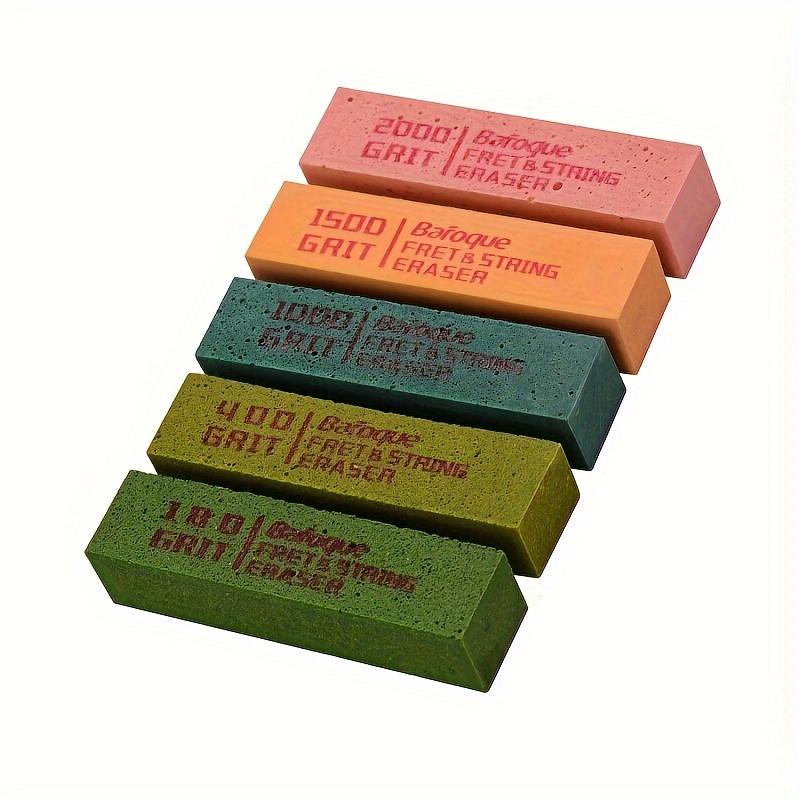 

Tomshoo Guitar Fret Polishing Erasers Abraisive Rubber Blocks With 180 Grit & 400 Grit & 1000 Grit & 1500 Grit & 2000 Grit For Guitar Fret Strings Polishing Maintaining