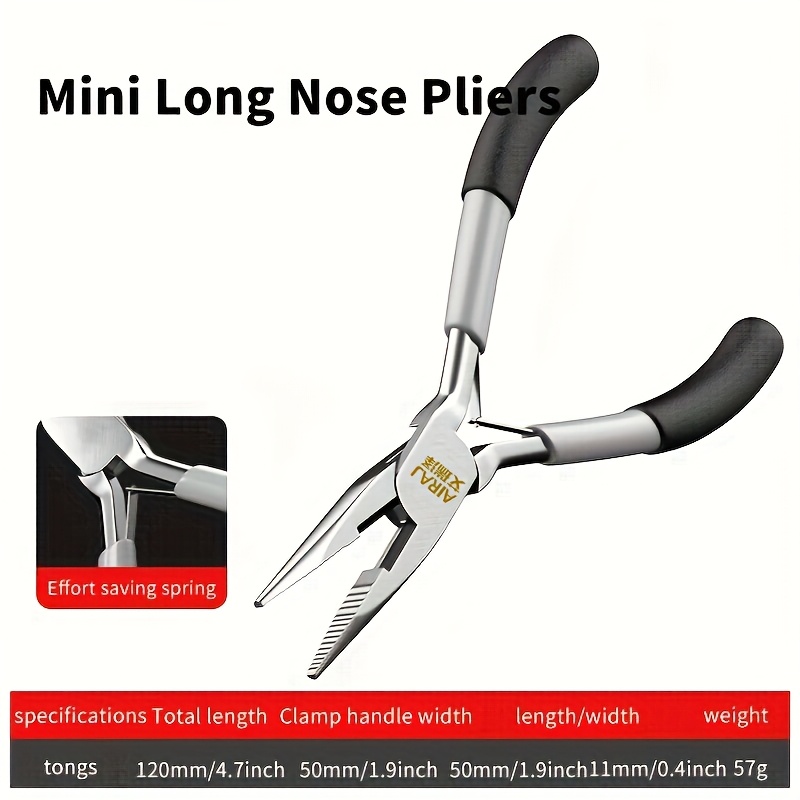 TEMU 5-inch Mini Needle- Pliers Tool With Comfortable Grip, Precision Pliers, Round- Pliers, Electrician's Wire Stripping Pliers With Super-long