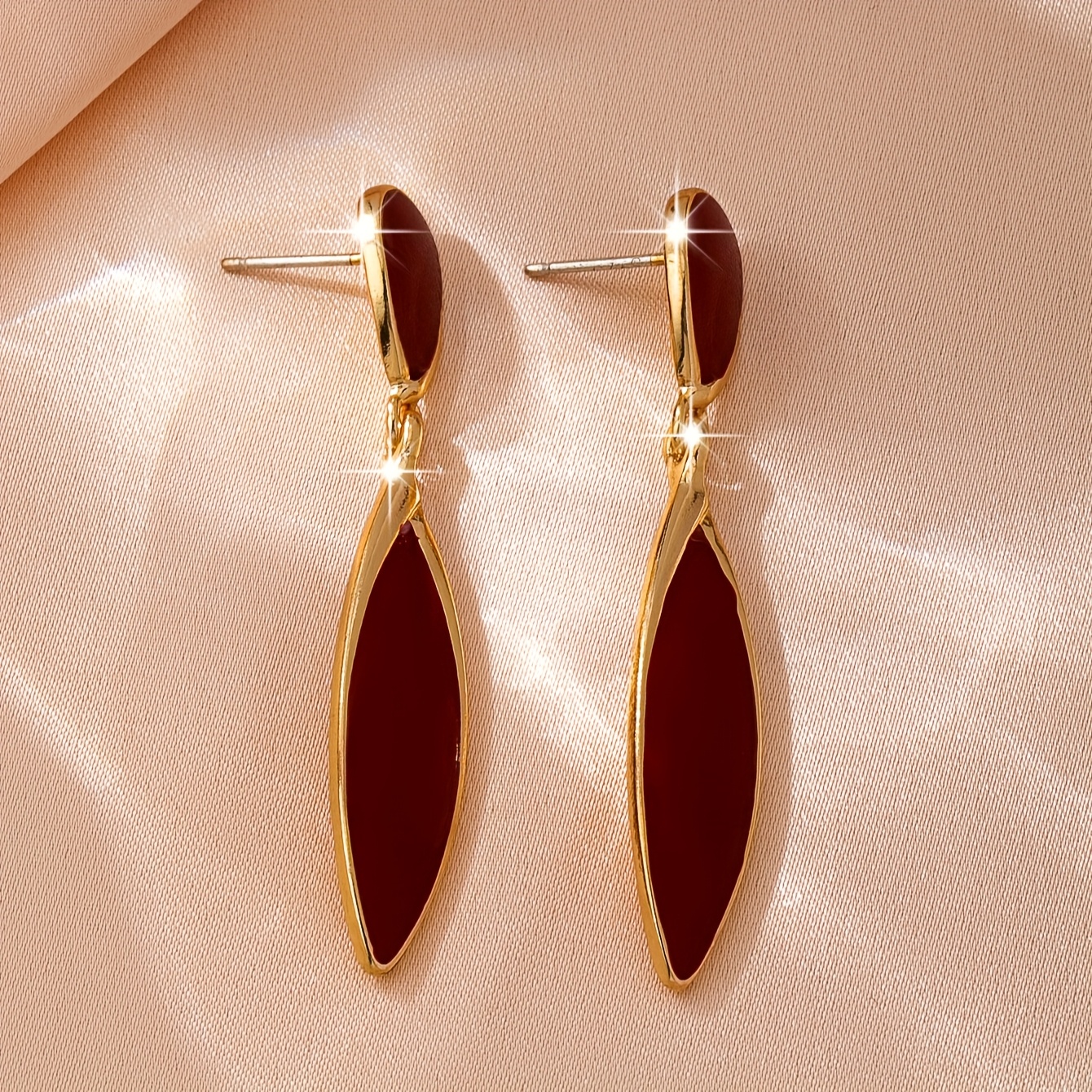 1 Par de Brincos Pendentes Vintage de Esmalte Vermelho 4