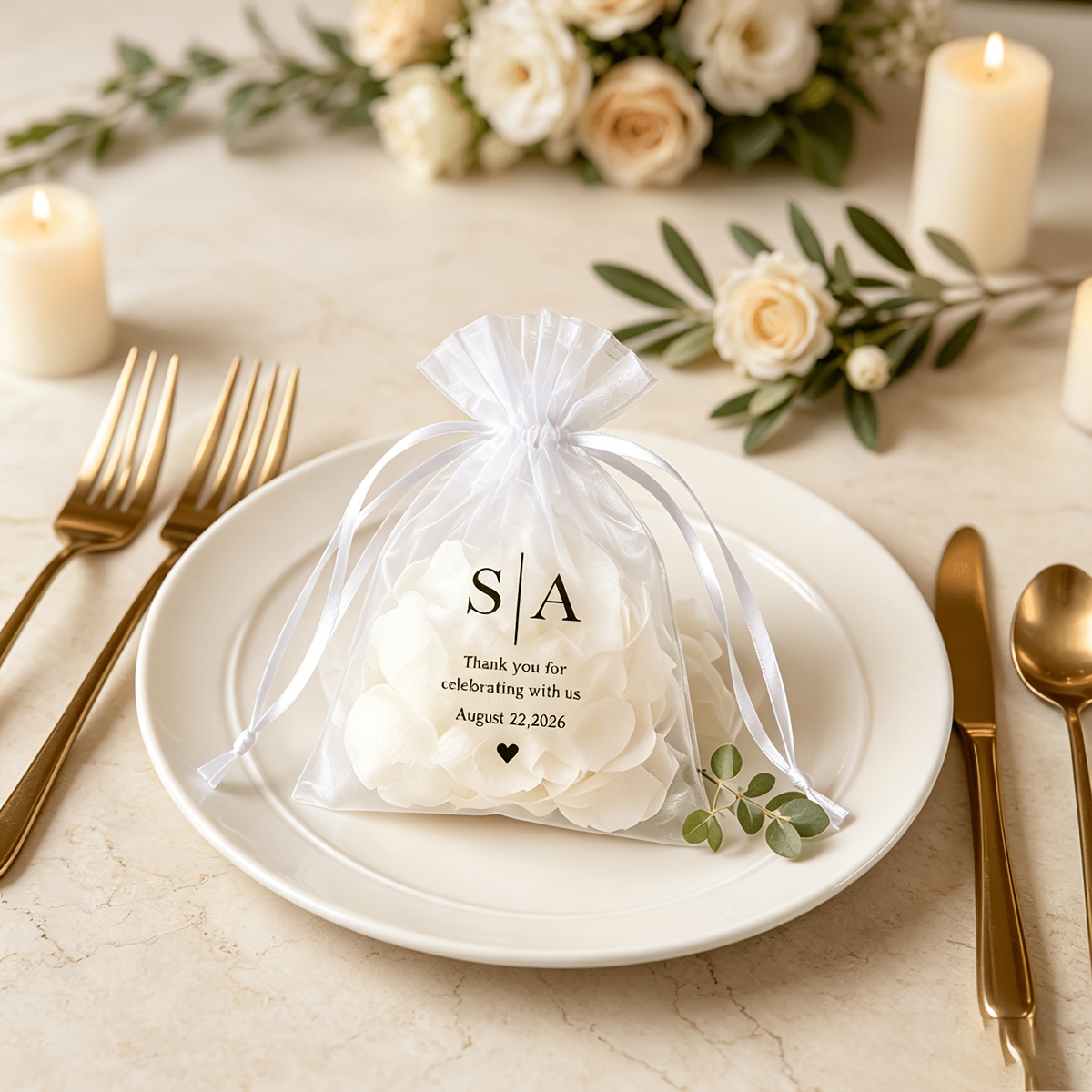 TEMU Bolsas de recuerdo de boda personalizadas con y fechas - Bolsas de regalo de organza de tul con cordón adecuadas para despedidas de soltera,