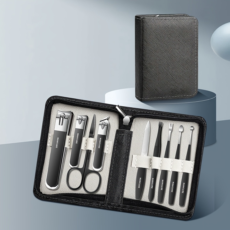 Image of New Nail Clipper Set For Men And Women, Complete With Case And Original Angled Nail Scissors
