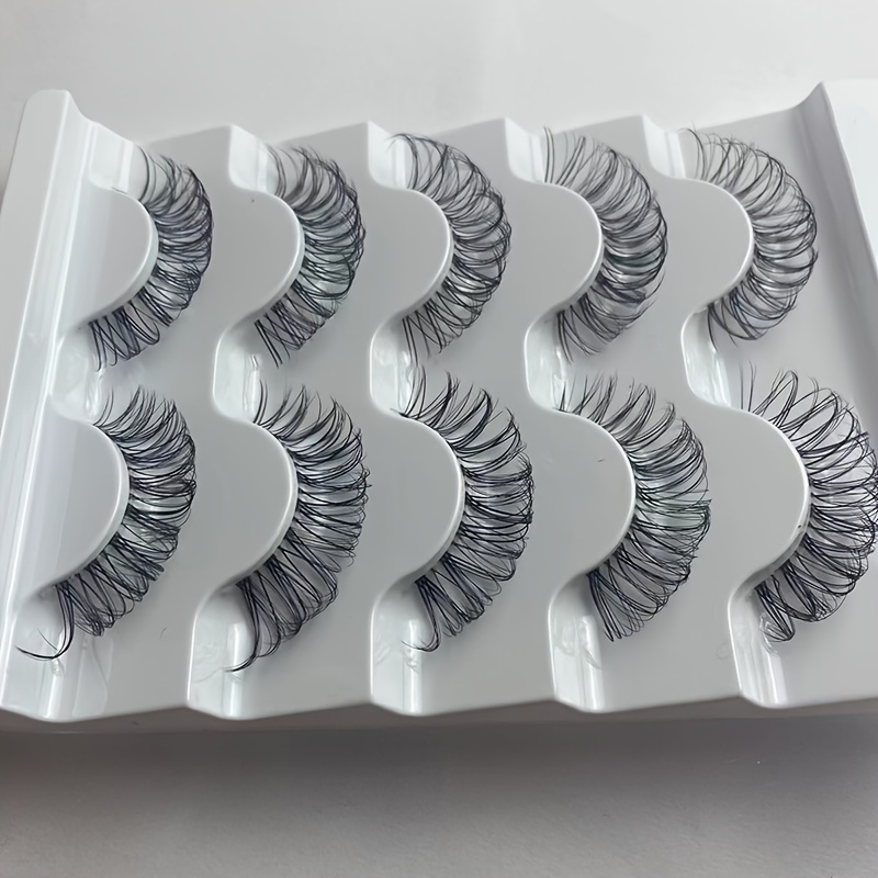 Image of 5 Pairs Of Fluffy And Curly Russian Striped Eyelashes With Transparent Stems, And 8d Effect - Daily Party And Date Stage Character Makeup