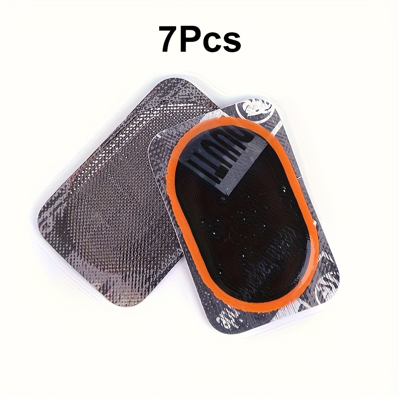 E-shop 7-teiliges, robustes Allwetter-Reifenreparaturset mit Schlauchreparatur- und Flicken-System - 32x50mm große Reifenflicken, Tubeless-kompatibel,