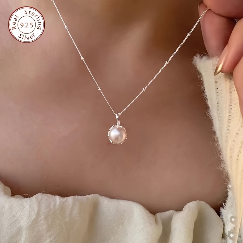 925 Silver Freshwater Pearls Necklace, Ocean Style