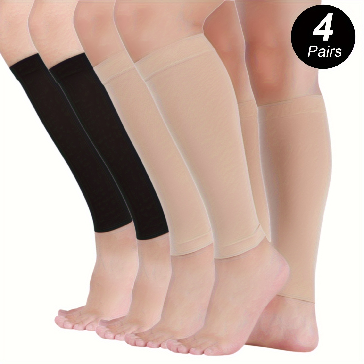 

4 Pack 20-30mmhg Calf Sleeves For Men And Women - Leg Sleeve - Footless Socks For Runners