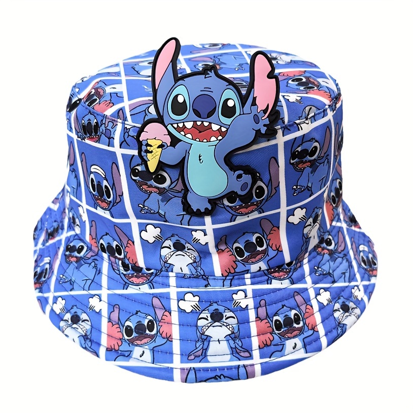 

Stitch-inspired Reversible Bucket Hat - Unisex, Fashionable Sun Protection For Outdoor Adventures