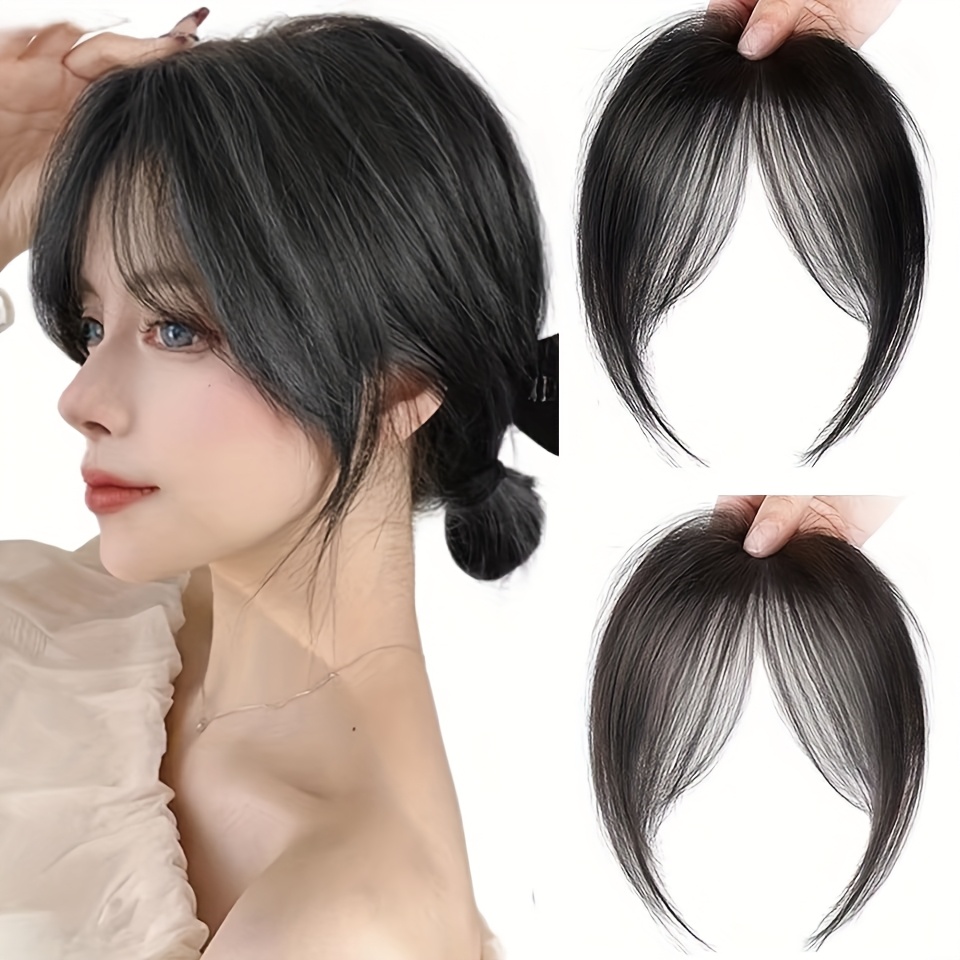 mothers day gift for mom invisible clip on curtain bangs heat resistant synthetic fiber face framing layered fringe   on hairstyle   enhancer reusable hairpiece details 2