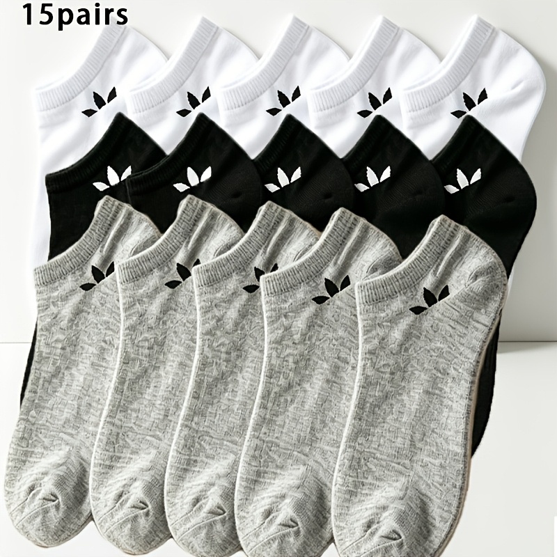 Image of 5/10/15-pair Women's Black, Gray, And White Three-point Boat Socks, Simple And Versatile , For Daily Commuting And Casual Wear, Multiple Pairs