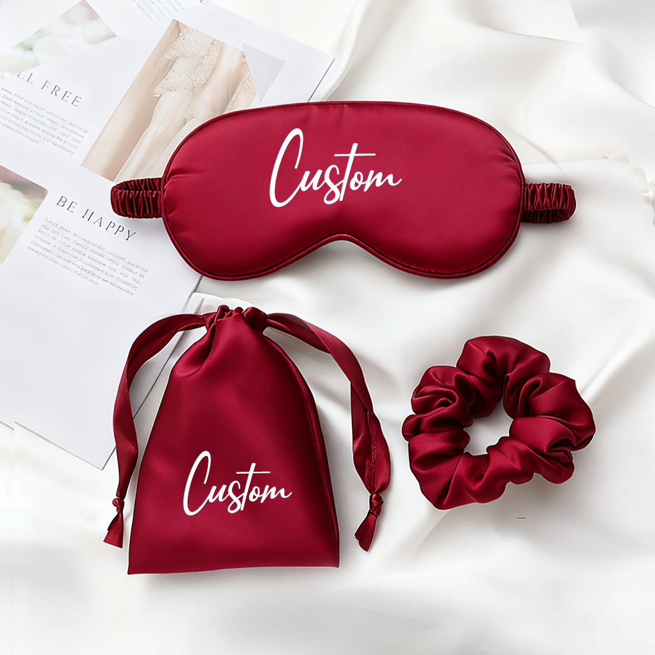 TEMU Custom Cute Sleep Eye Mask With Light-blocking Elastic Strap, Travel Nap Mask, Wedding Accessory For Bride And Groom, Creative Wedding Gift,