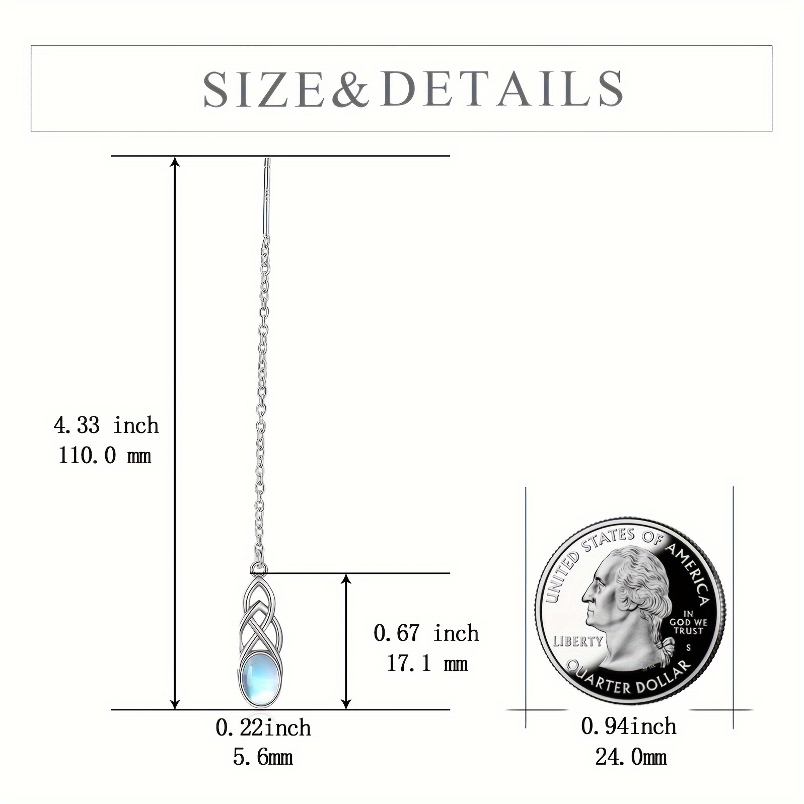 synthetic   threaded earrings sterling silver celtic dangle tear drop long chain earrings jewelry birthday gifts for women Product details 5