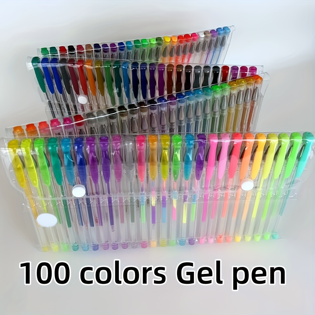 

Ensemble de 100 stylos gel colorés avec étui, rechargeables, non toxiques, stylos à pointe fine polyvalents pour coloriage adulte, dessin, croquis et artisanat - Matériau plastique durable