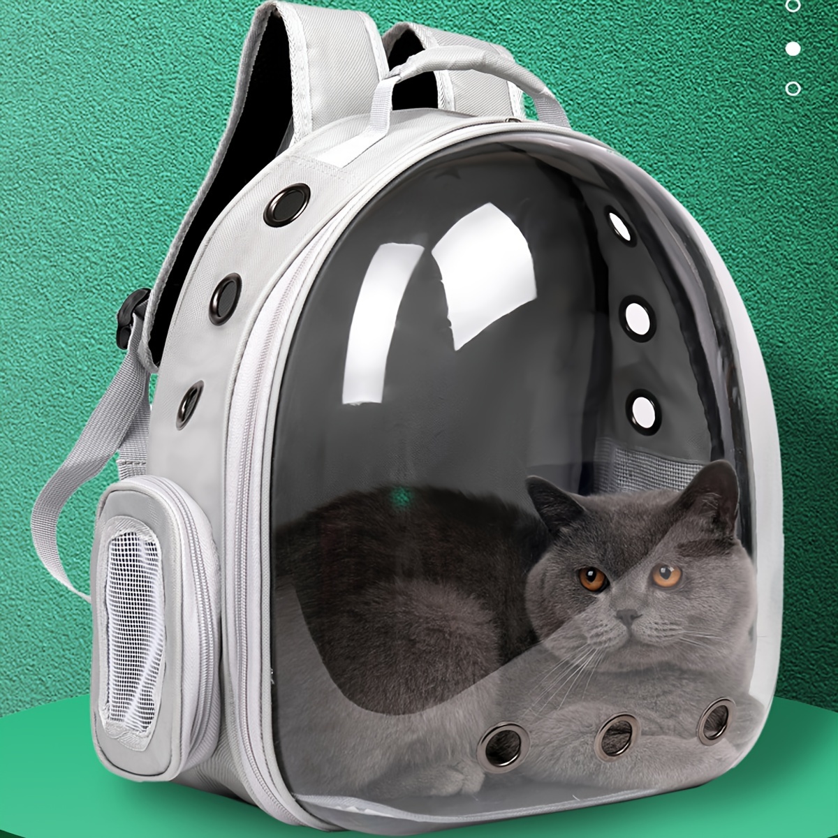 

Pvc Soft-sided Cat Carrier Backpack With Zipper Closure, Transparent Breathable Space Capsule Design For Pet Comfort And Portability