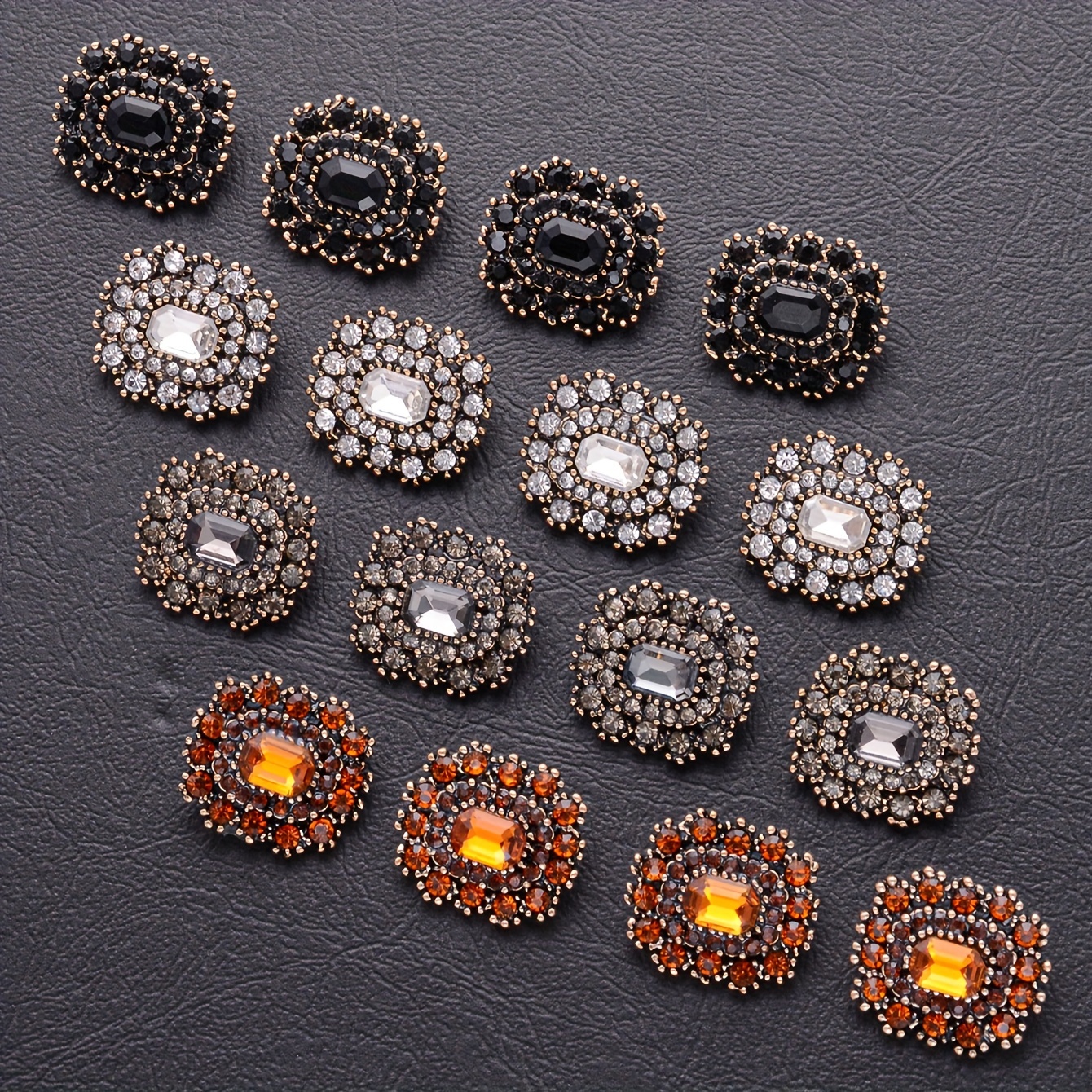 

4pcs Elegant Square Gemstone Buttons With Sparkling Rhinestones - Metal, Assorted Colors For Cardigans, Coats, Sweaters, Uniforms & Crafting