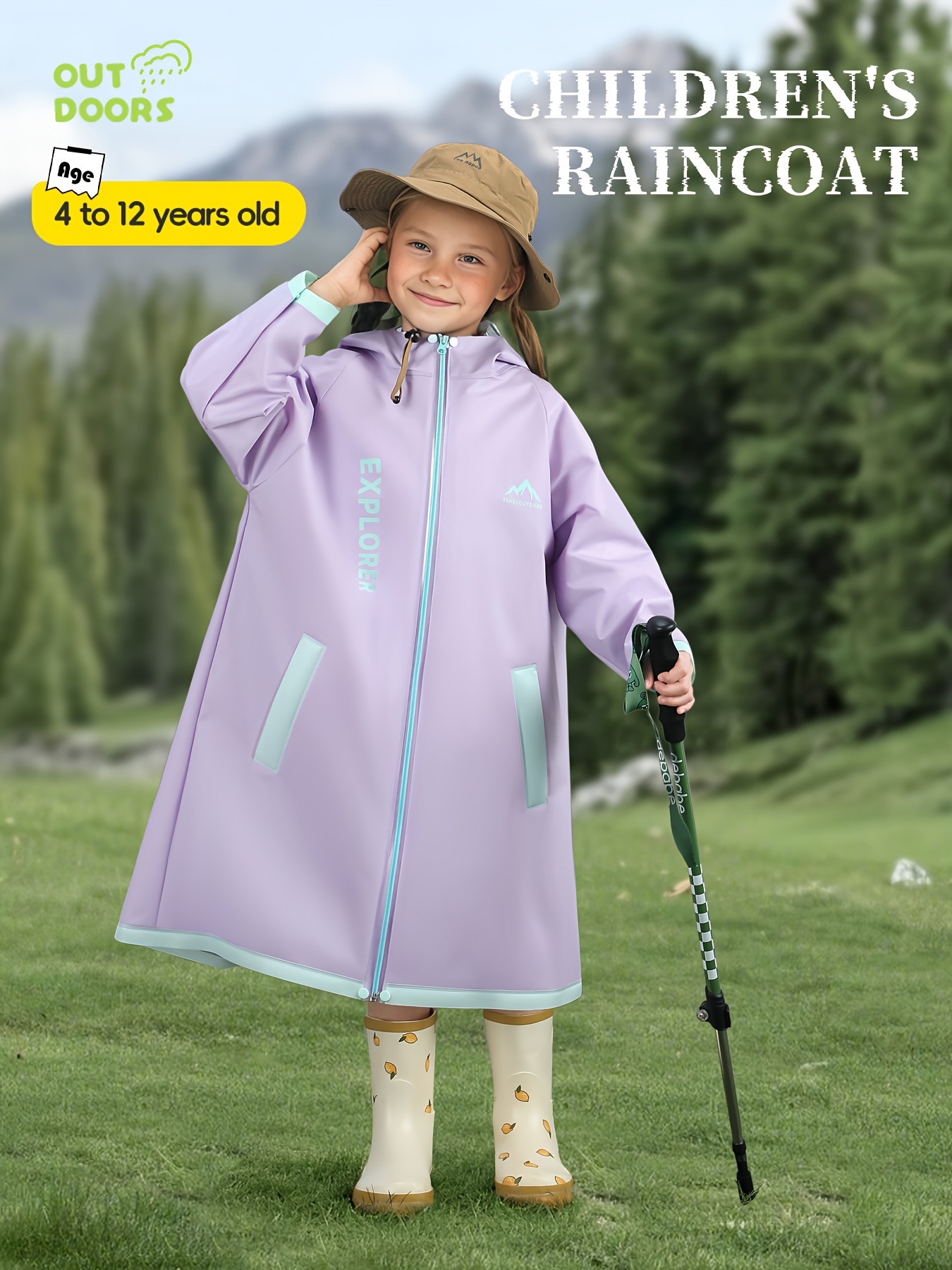 Backpack Rain Jacket For Walking Kids' Full Body Waterproof School