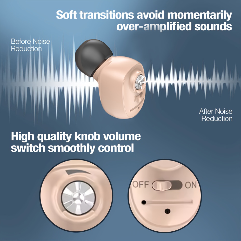 WEIYII 2+1pc Sound Amplifier Earphone Set Charging Box And A Pair Of High-performance Chip Hearing Amplifiers, USB Interface for Convenient Charging, Long Battery Life Lightweight And Comfortable Suitable for Meetings, Social Occasions, Daily Life
