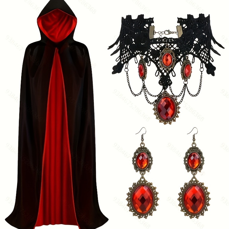 Komplettes Cosplay-Kostüm Für Herren – Roter Umhang, Oberteil, Hut – Für Halloween & Karneval