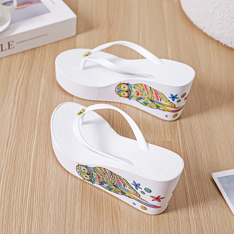 Summer New Women'S Thick Sole Wedge Flip-Flops, Comfortable Footwear for Home And Travel, Women Shoes