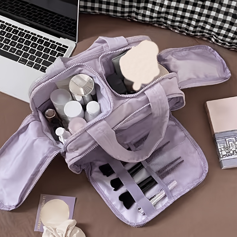 TEMU Travel Large-capacity Toiletry And Makeup Bag, Portable Sectioned Skincare Organizer Cosmetic Pouch