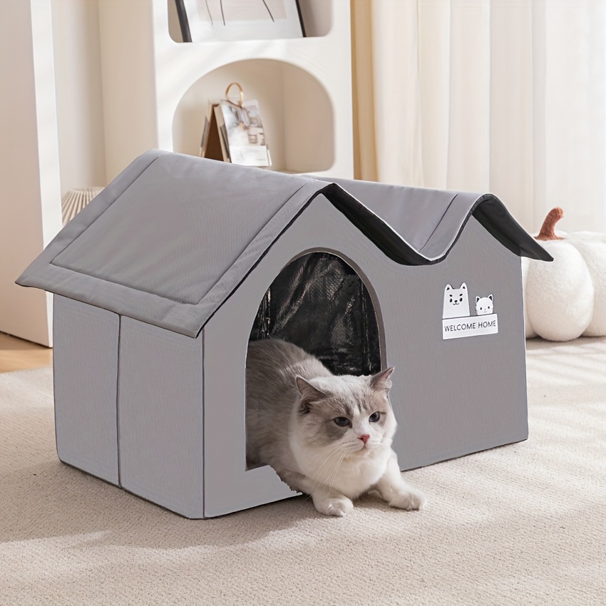 

Waterproof Oxford Cloth Cat House & Condo, Outdoor Indoor Pet Shelter, Assembled, Removable Washable Soft Animal Bed For Cats And Small Dogs, Weatherproof With Dual