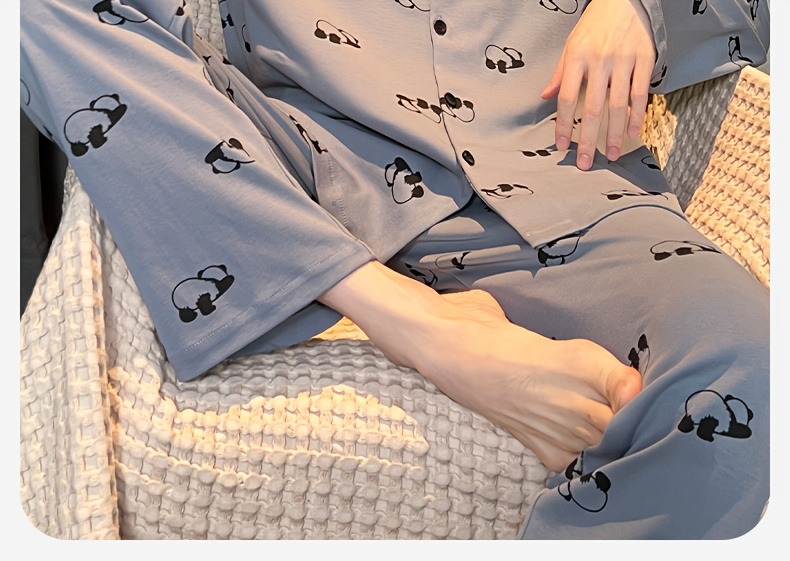 2025 New Men's Pajamas Pure Cotton Long Sleeve Spring and Autumn Models Teenager Winter Summer Boy Cartoon Home Clothes Set