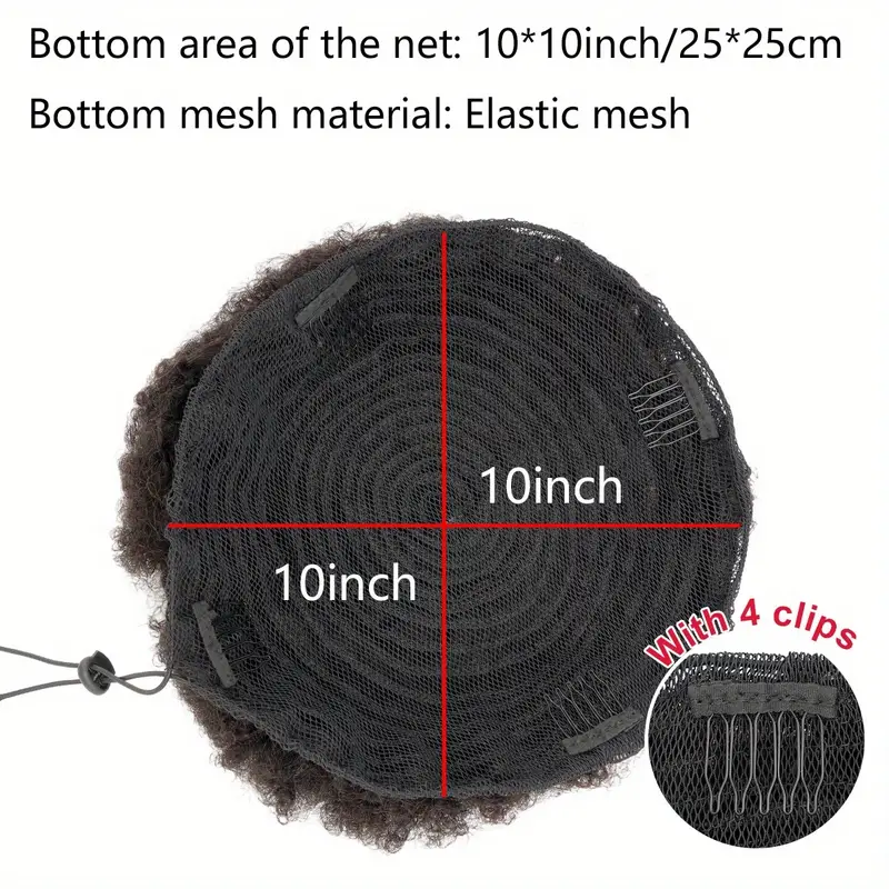 100 human hair afro hair extensions ponytail hairpieces drawstring hairpieces short curly afro hairpieces 10 inch large net details 3