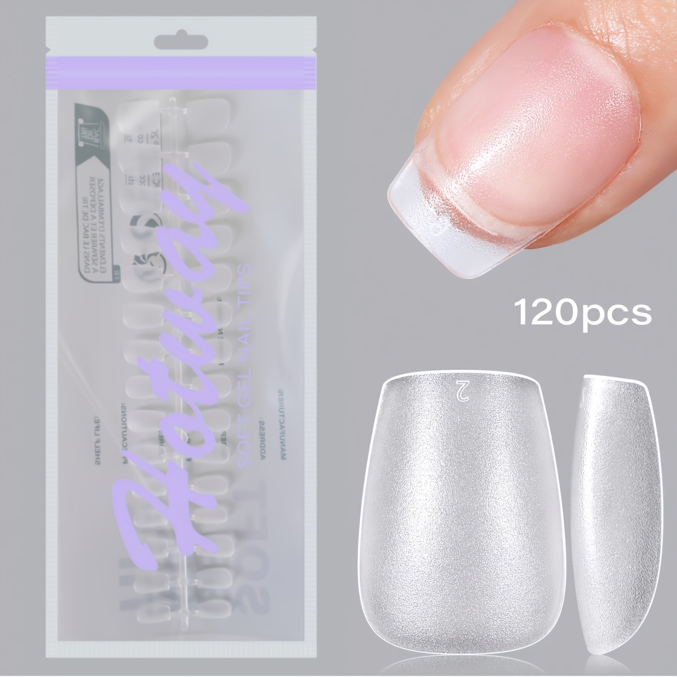 TEMU 120pcs And 180pcs Of Square Full Set False Nails, 15 # Frosted Acrylic Nail Tips, Suitable For Nail Salon Nail Pressing Gel Nail Set Nail
