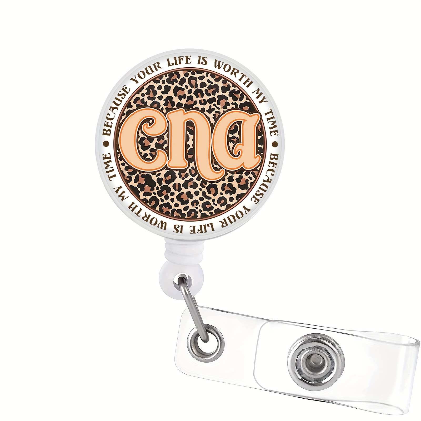 1pc Badge Reels Holder Retractable with ID Clip for Nurse Name Tag Card Funny Cute Leopard Cna Face Printed Nursing Doctor Teacher Medical Work