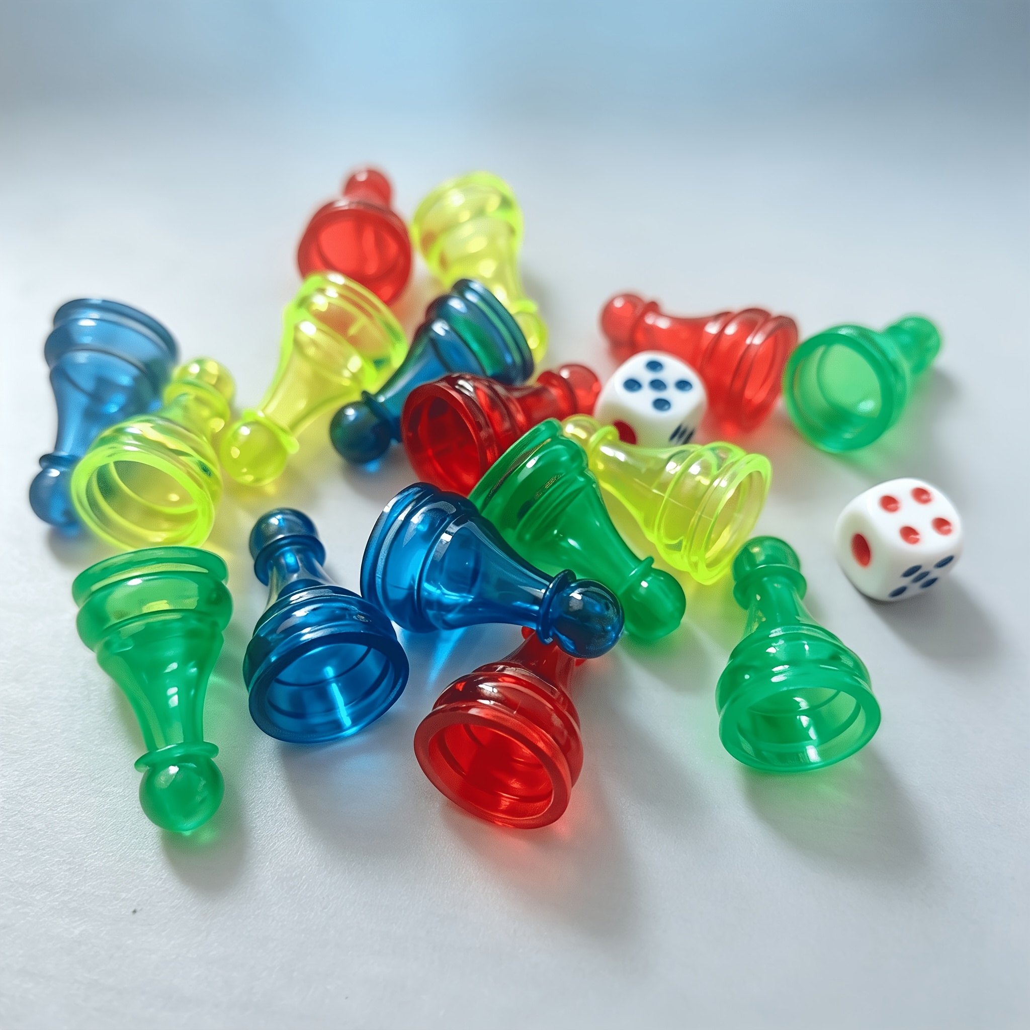 17pcs Set, Crystal Colored Flying Chess Additions with Dice