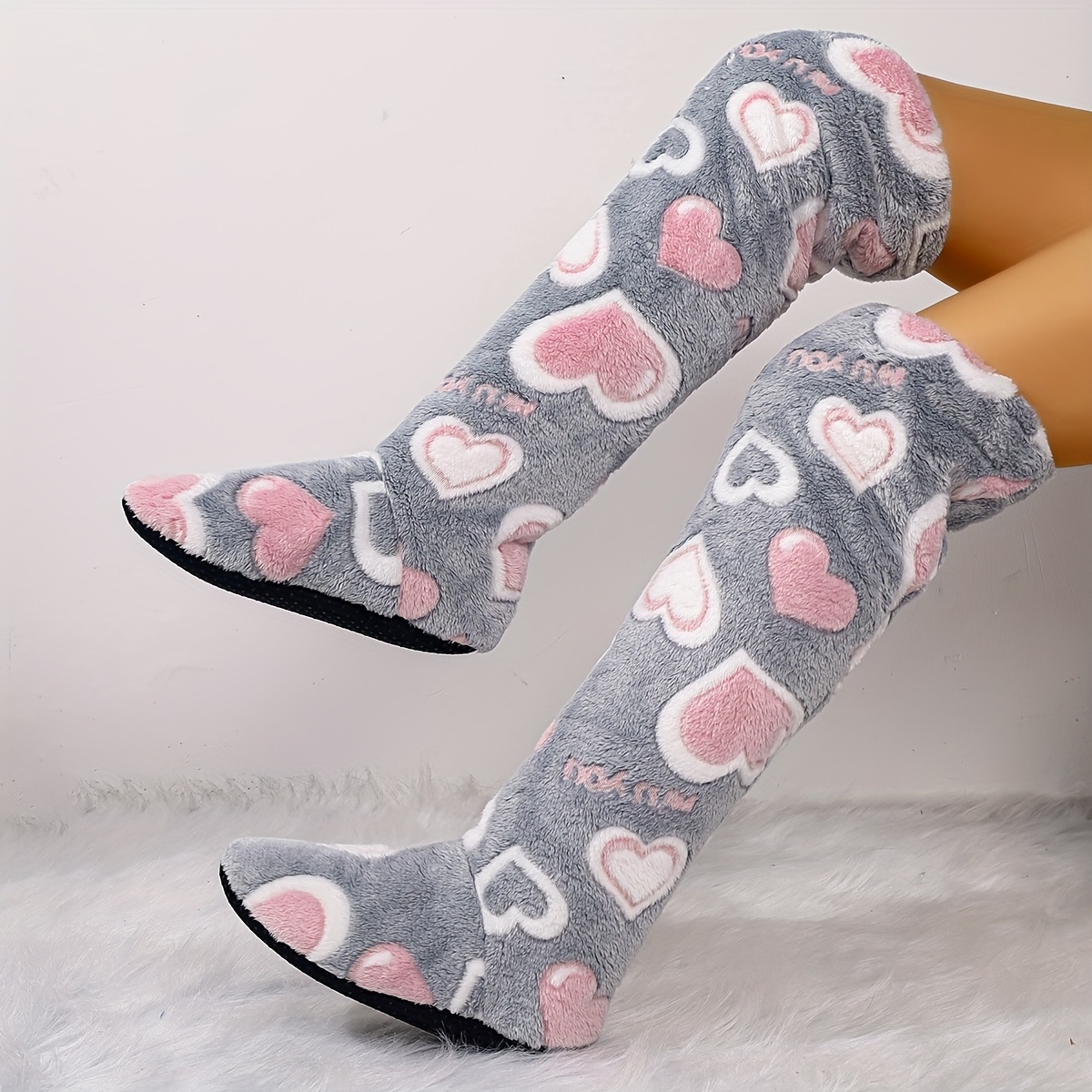 Image of Ladies' Comfortable Over-the-knee Home | Soft Sole With Heart , Warm Fleece Lining, Quiet Sole, - Anzxy, Women Shoes