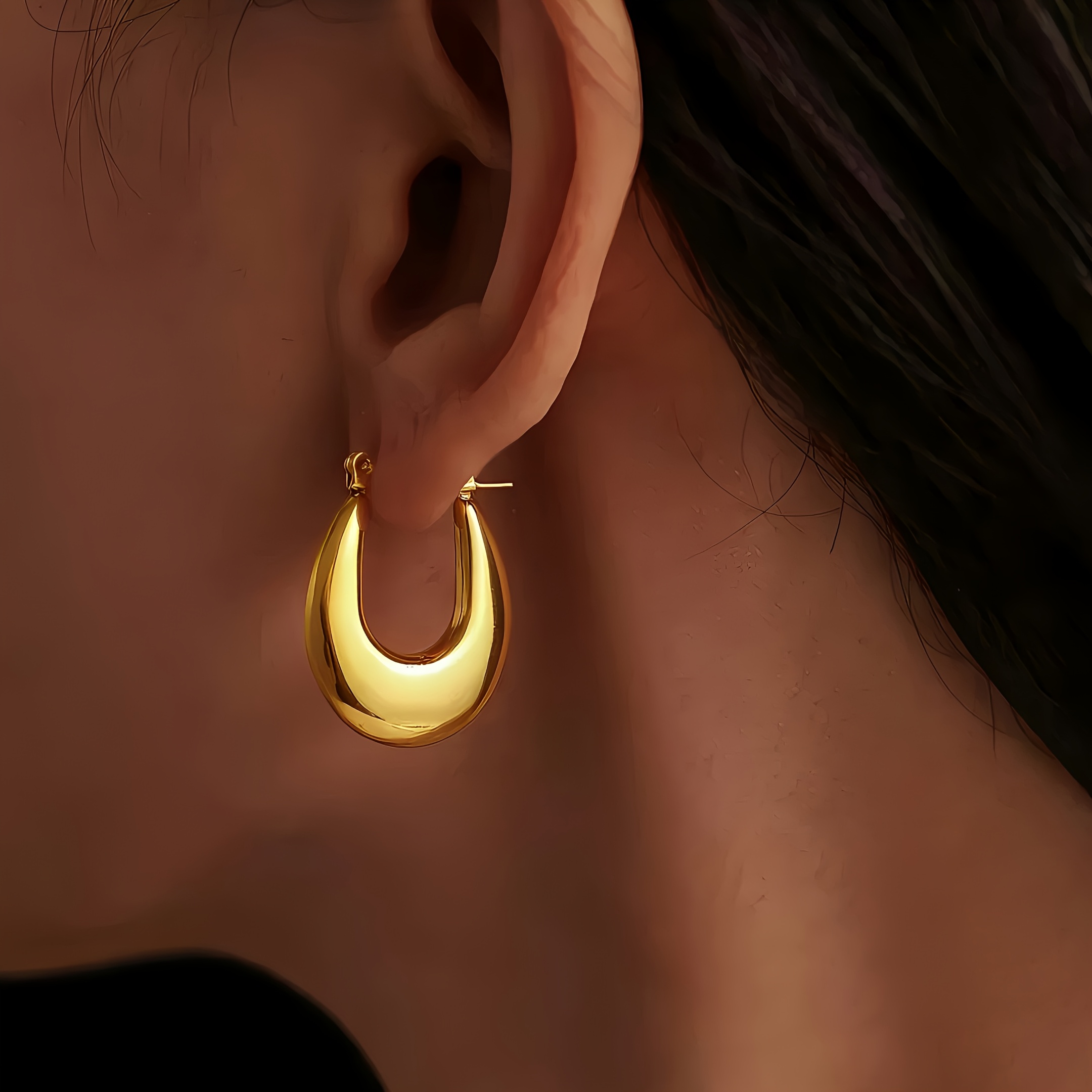 TEMU Hypoallergenic Stainless Steel Earrings, 18k Gold Plated, Anti-fade, Comfortable And Versatile, Simple And Elegant, High-quality Fashionable