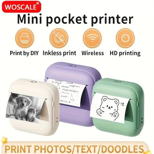 Portable Thermal Printer Including 13 Or 10 Or 1 Rolls of Papers - Instant Print, Compatible with Ios/Android Devices for Photos, Labels, Study Notes - Ideal for Thanksgiving, Christmas, Halloween Gifts