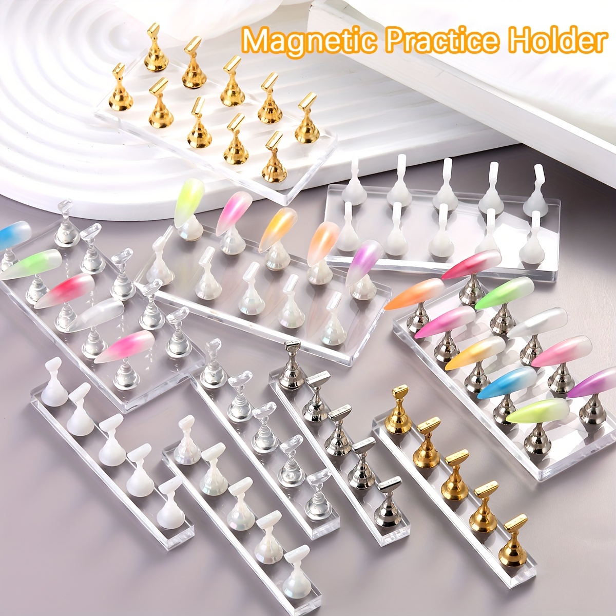 

Crystal Magnetic Nail Art Display Stand - Odorless, Tool & Accessory For Practice And False Tip Holder, Base Holder, Nail Art Display