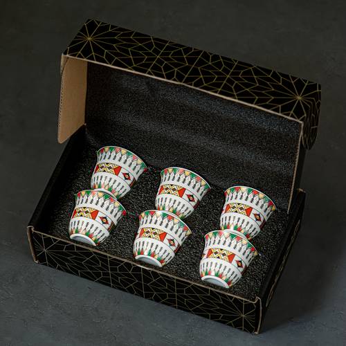 set of 6 coffee mugs designed in middle eastern style ceramic espresso cups feature a serving arabic coffee coffee espresso or tea and a gift box