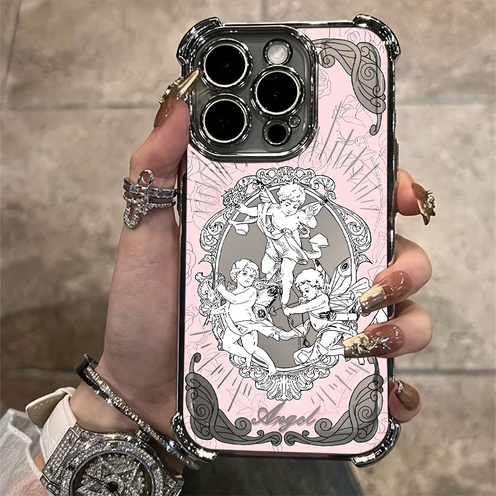 TEMU Чохол для телефону - Чарівний рожевий чохол Cupid, сумісний з iPhone 16, 15, 14, 13, 12, 11 Pro Max, X, XR, XS Max, 8 та 7 Plus, з прозорою