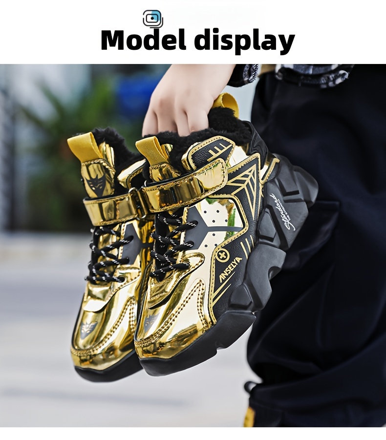 Jongens Sneeuwlaarzen met Dikke EVA Zolen en Pluche Voering, Jongens Casual Schoenen, Lichtgewicht Modieuze Trendy Schoenen, Sportieve School Schoenen voor Jongeren, Buitenshuis Hardloopschoenen voor Jongens, Grote Warme Kinderen Schoenen Herfst- en Wintermodellen