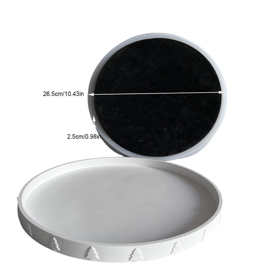 TEMU 1pc Dnejiu 1pc Christmas Tree Silicone Mold Suitable For Diy Resin, Plaster & Epoxy Cement Crafts - Round Tray With Embossed Holiday, Non- For