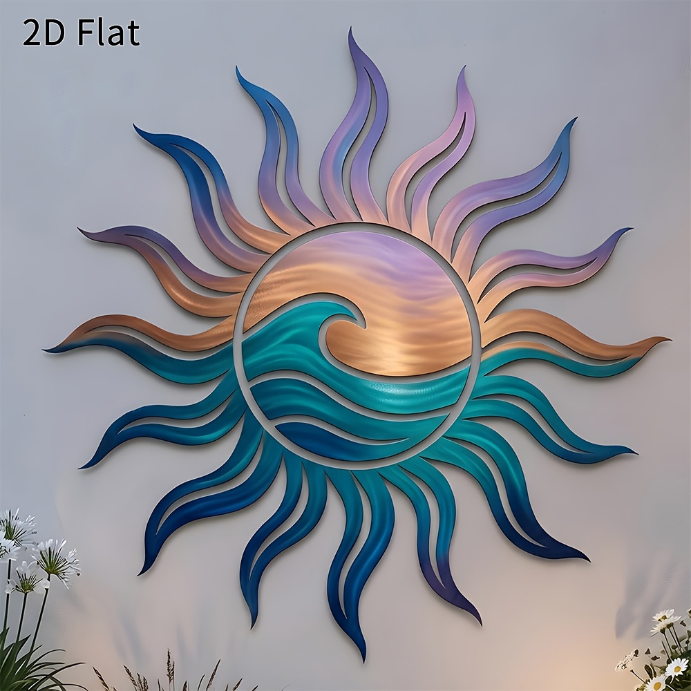 TEMU 2d Flat, [2d Flat] 1pc 2d Flat Waves Acrylic Country Style Plastic Decoration, Suitable For Home, Garden, And Patio, Durable,, Stylish Wall