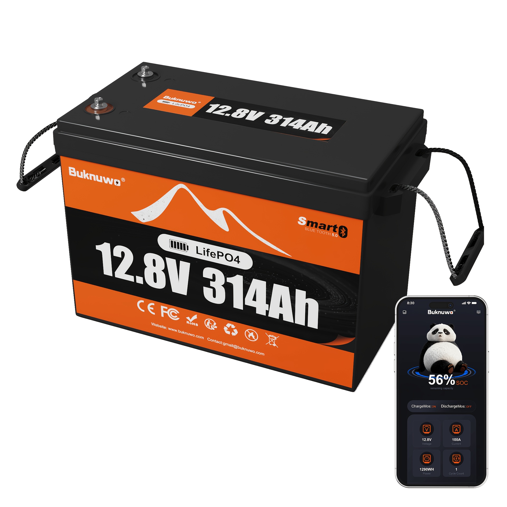 TEMU 12v 314ah Lifepo4 Lithium Battery, 4000wh Power Output, Built-in 200a Bms, Low Temp Protection, 15000 Deep For Solar, Rv, Marine, Off-grid