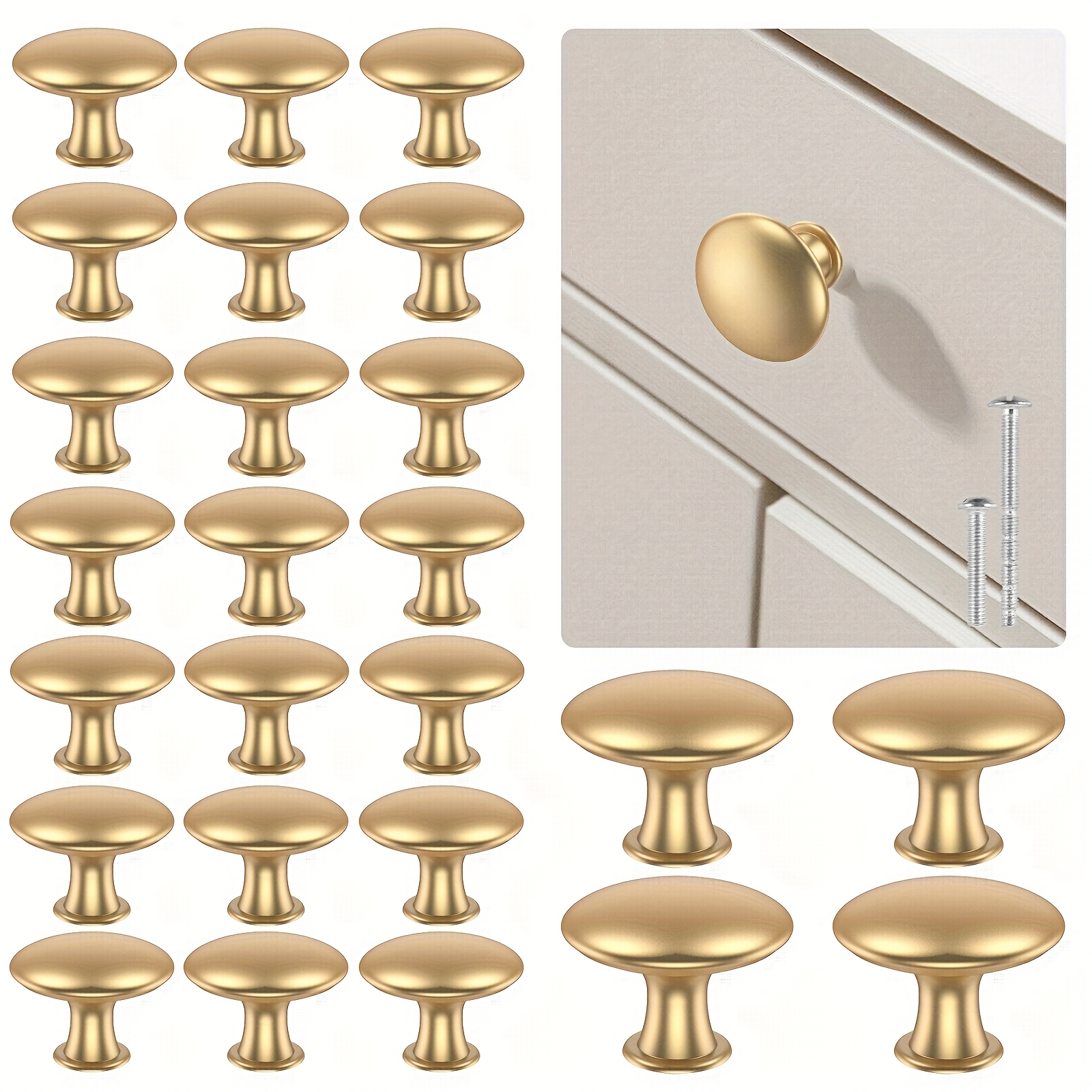 Image of 25pcs Drawer Knob Set Alloy Cabinet Handles Rustproof Golden Dresser Knobs With Screws Decorative Drawer Pull Handle Furniture Knobs For Kitchen Cabinets Drawer Dresser