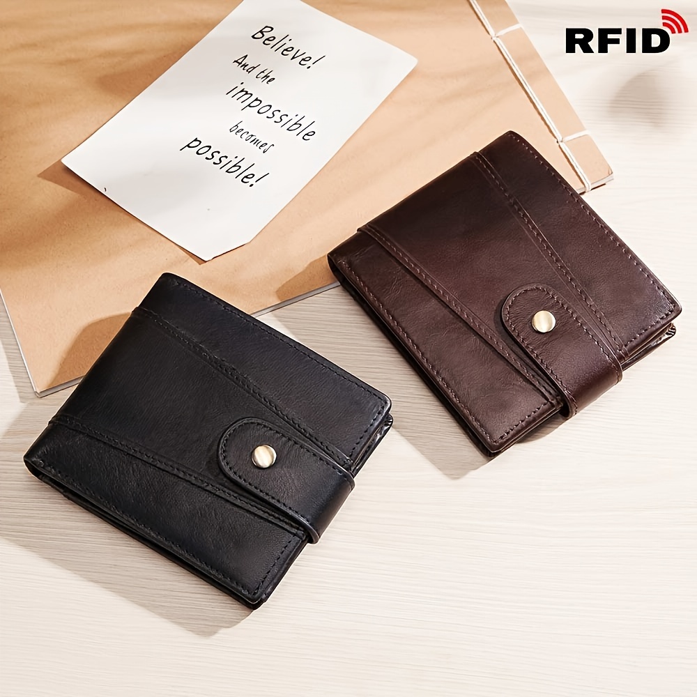 

Men's Wallet Soft Genuine Leather Rfid Blocking Trifold Stylish Zipper Coin Pocket Wallet With Id Window