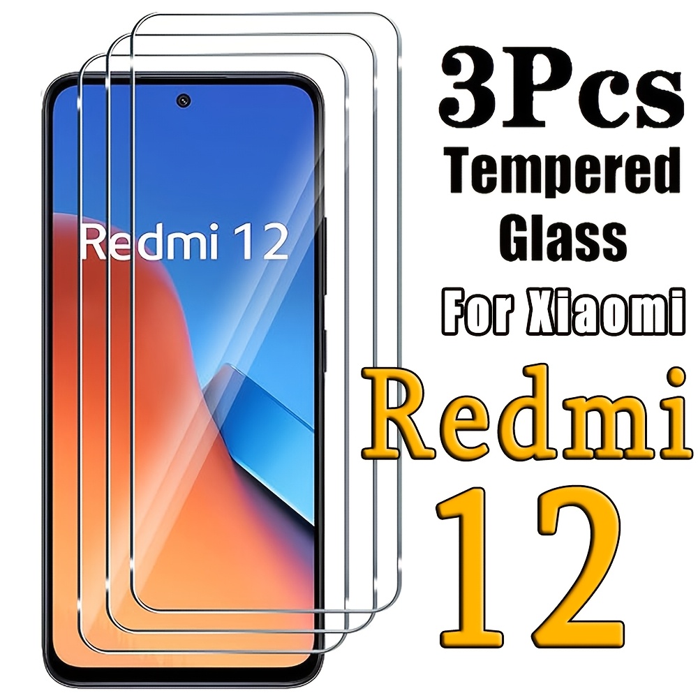TEMU Juego de 3 protectores de pantalla de vidrio templado para Xiaomi Redmi 12