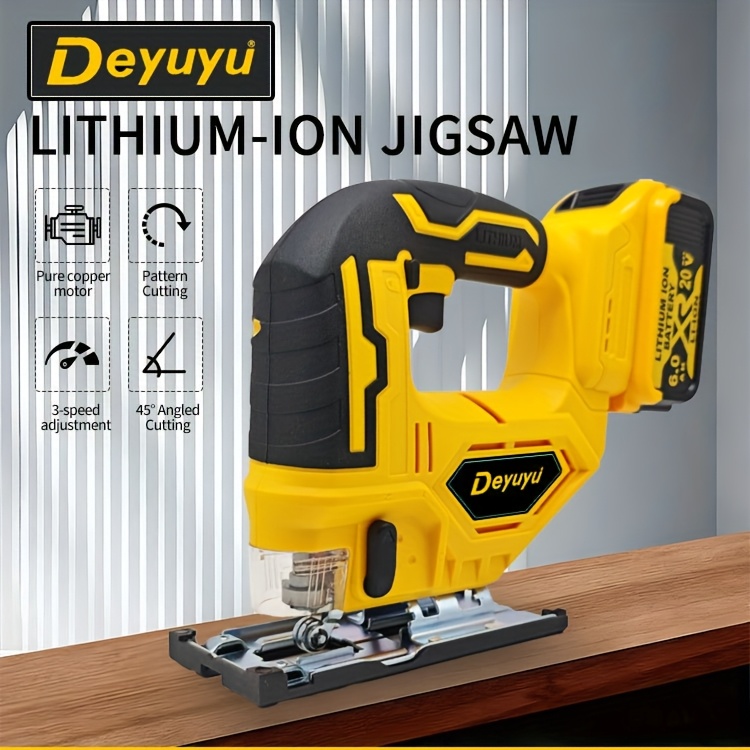Deyuyu 3000RPM Brushless Cordless Jigsaw with LED Work Light for Dewalt 20V MAX Batteries(Batteries Not Included) 0°-45° Miter Cutting, 3 Track Settings for Straight/Curved/Bevel/Circular Cutting, Suitable for Home Improvement Use