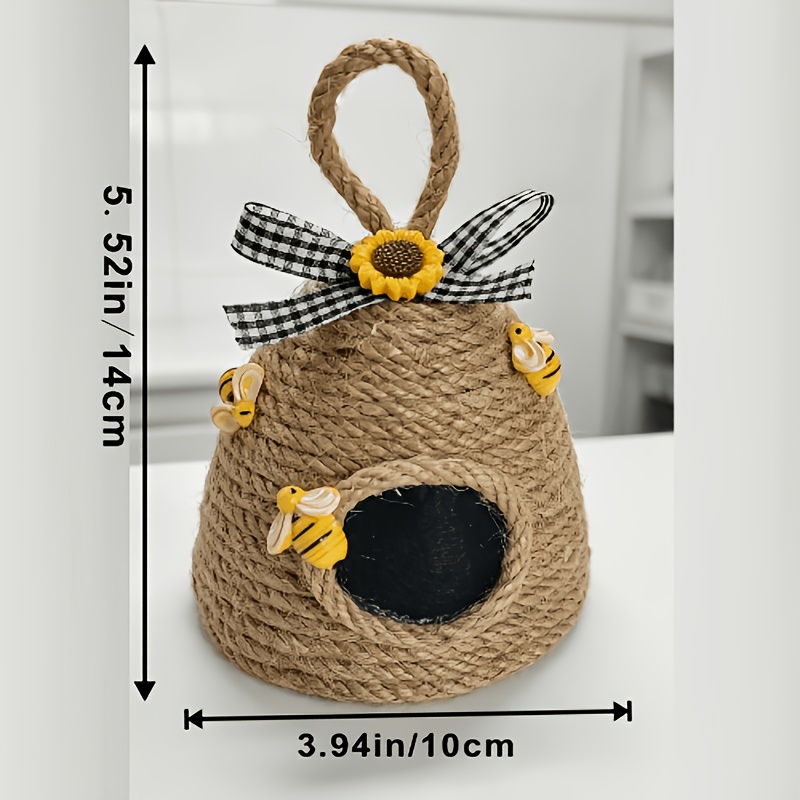 Veľkonočné domáce dekorácie; 2ks Vintage Bee Hive Jute Rope Honeycomb Decoration – Rustikálny štýl Round Home Decor so slnečnicovými a včelími akcentmi, vhodné