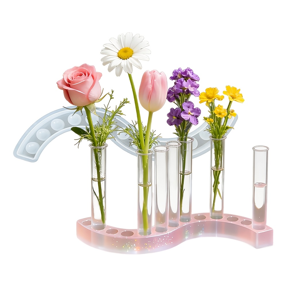 E-shop Silikonform Ton S-förmige Reagenzglas Hydroponik Blumenständer Silikonform Einfache Runde Wohnzimmer Ornamente Blumenarrangement Gerät