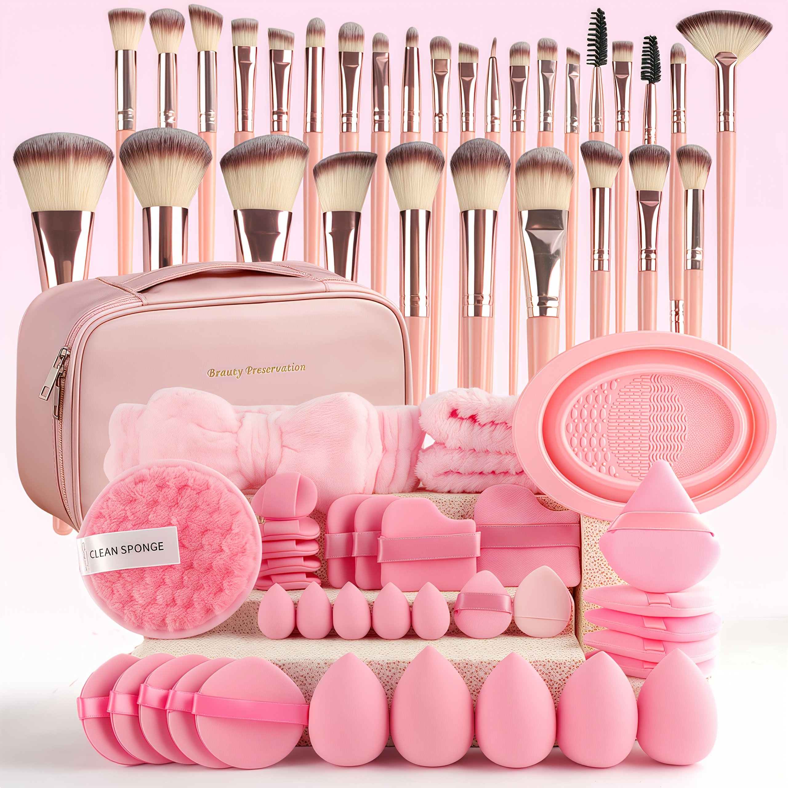 14pcs Professional Makeup Brush Set with Pouch - Pink Makeup Tool Kit for Light Beige Light Beige, Includes Foundation Brush, Blush Brush, Eyeshadow Brush and Other Nylon Bristles, Ideal Christmas Gift for Makeup Artists and Beauty Enthusiasts